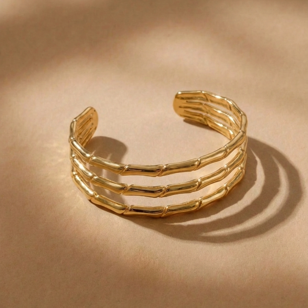 Gold Bamboo Style Bracelet
