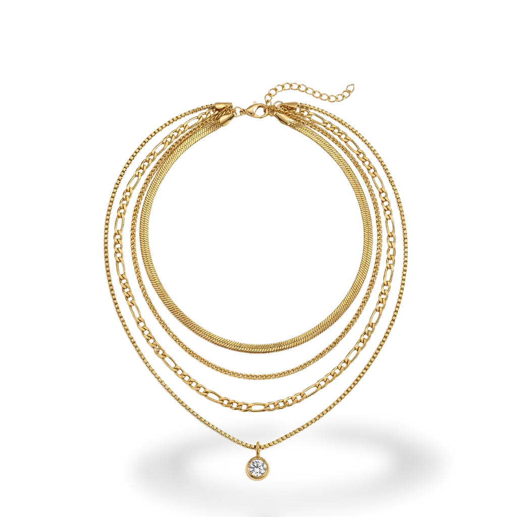 Collar Dorado en Capas con Colgante