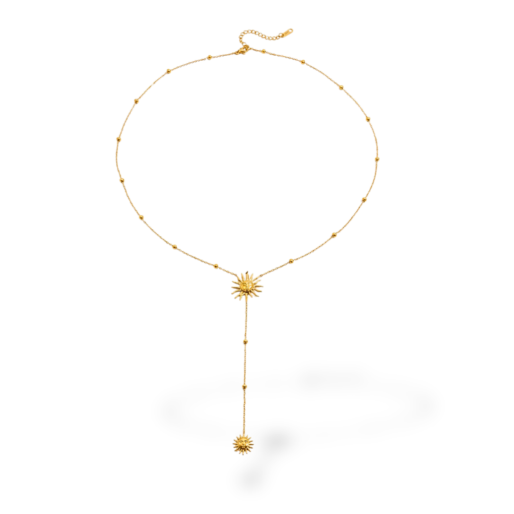Gold Long Sun Pendant Necklace