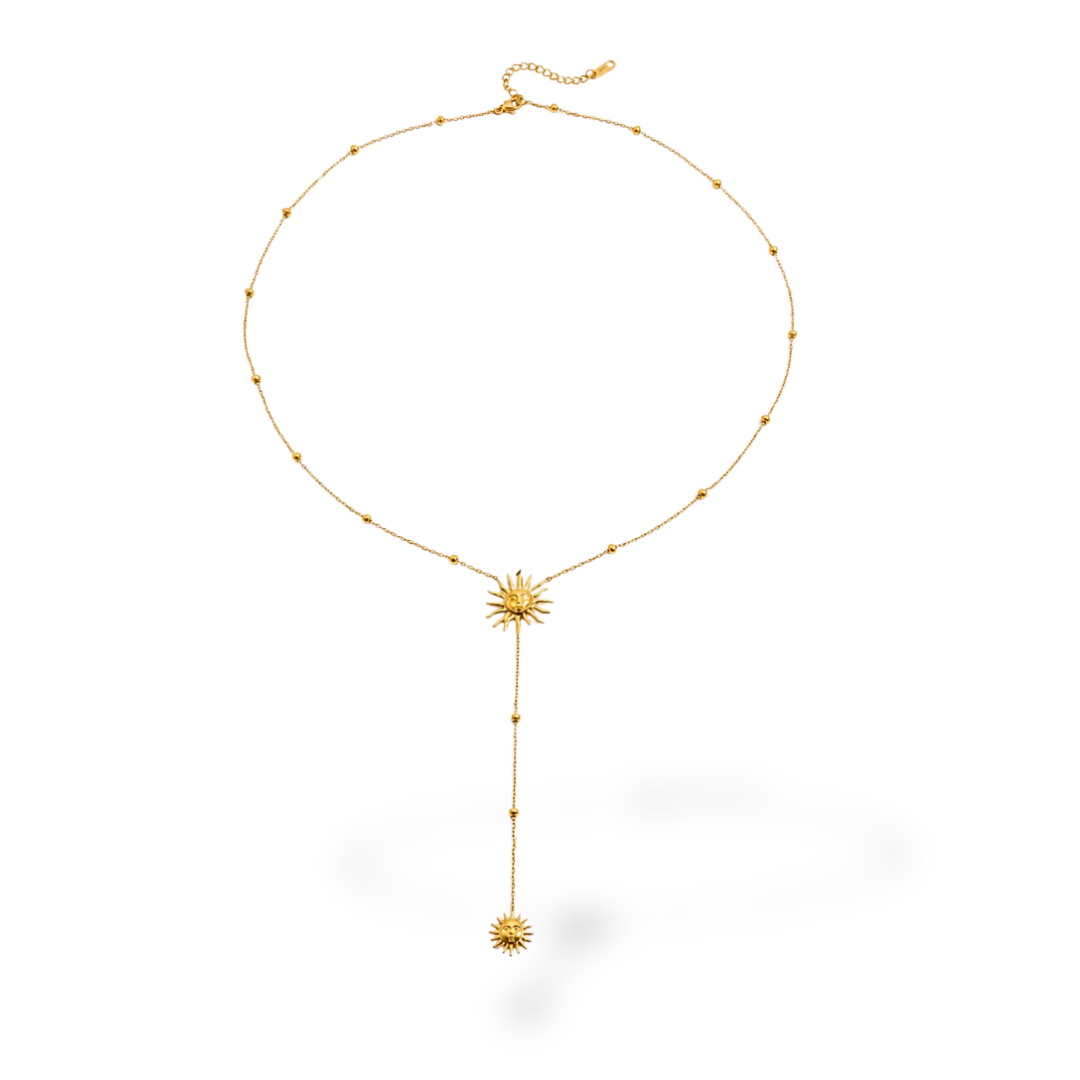 Gold Long Sun Pendant Necklace