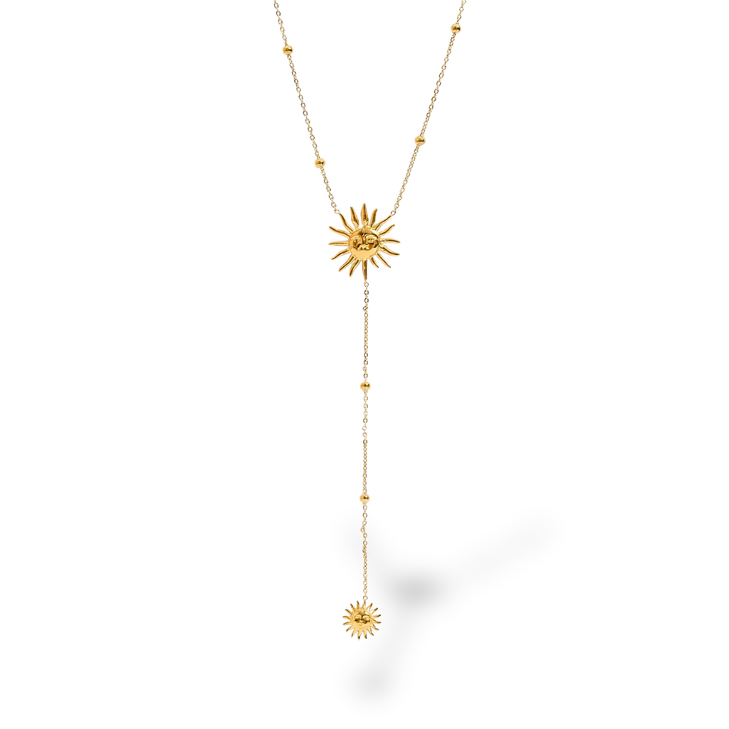 Gold Long Sun Pendant Necklace