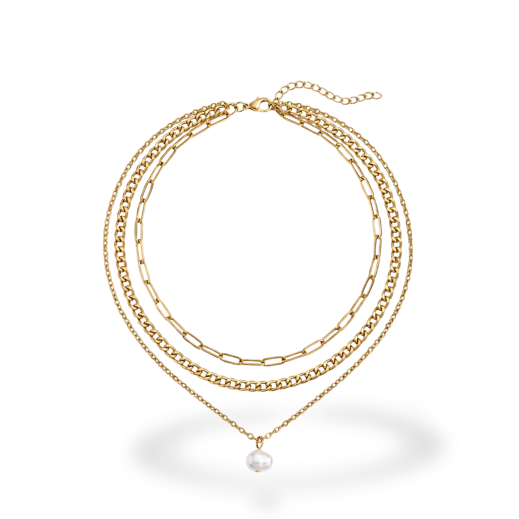 Collar de Cadenas Doradas en Capas