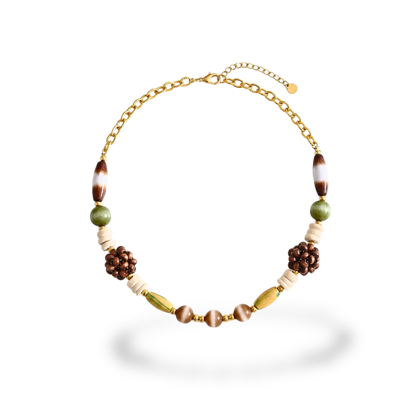 Collar de Madera y Perlas Florales