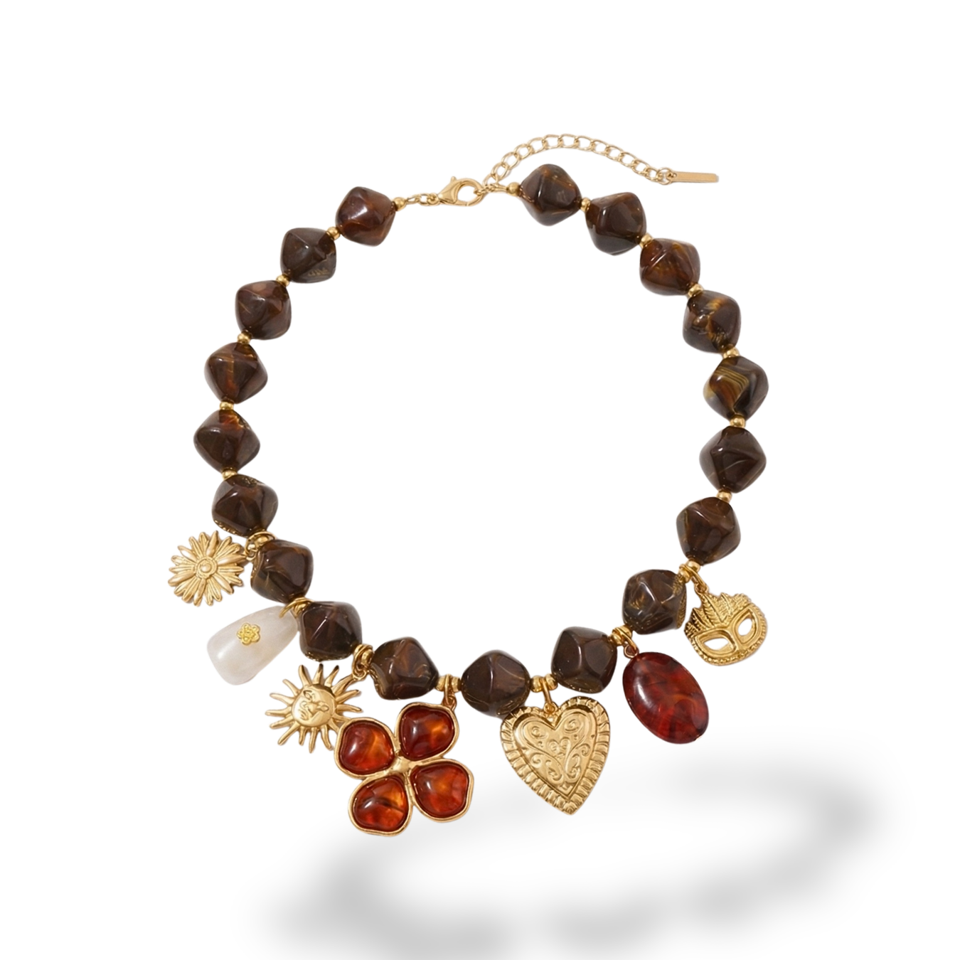 Collar de Perlas Oscuras con Charms