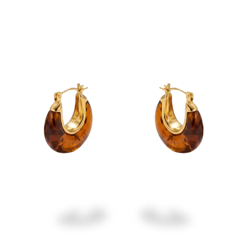 Pendientes Aro Marrón Dorado