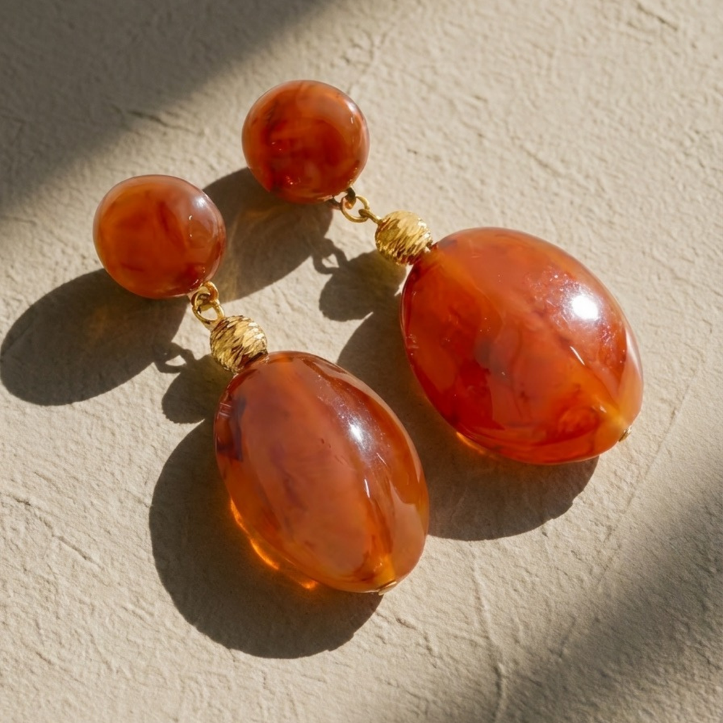 Pendientes Colgantes Chunky Rojos y Naranjas