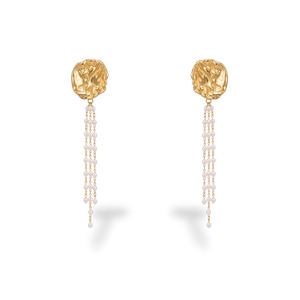 Pendientes Colgantes Dorados con Perlas