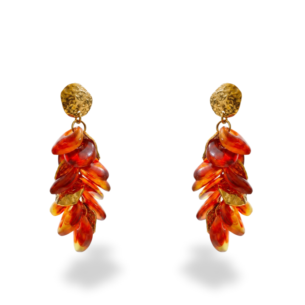 Red Orange Drop Earrings