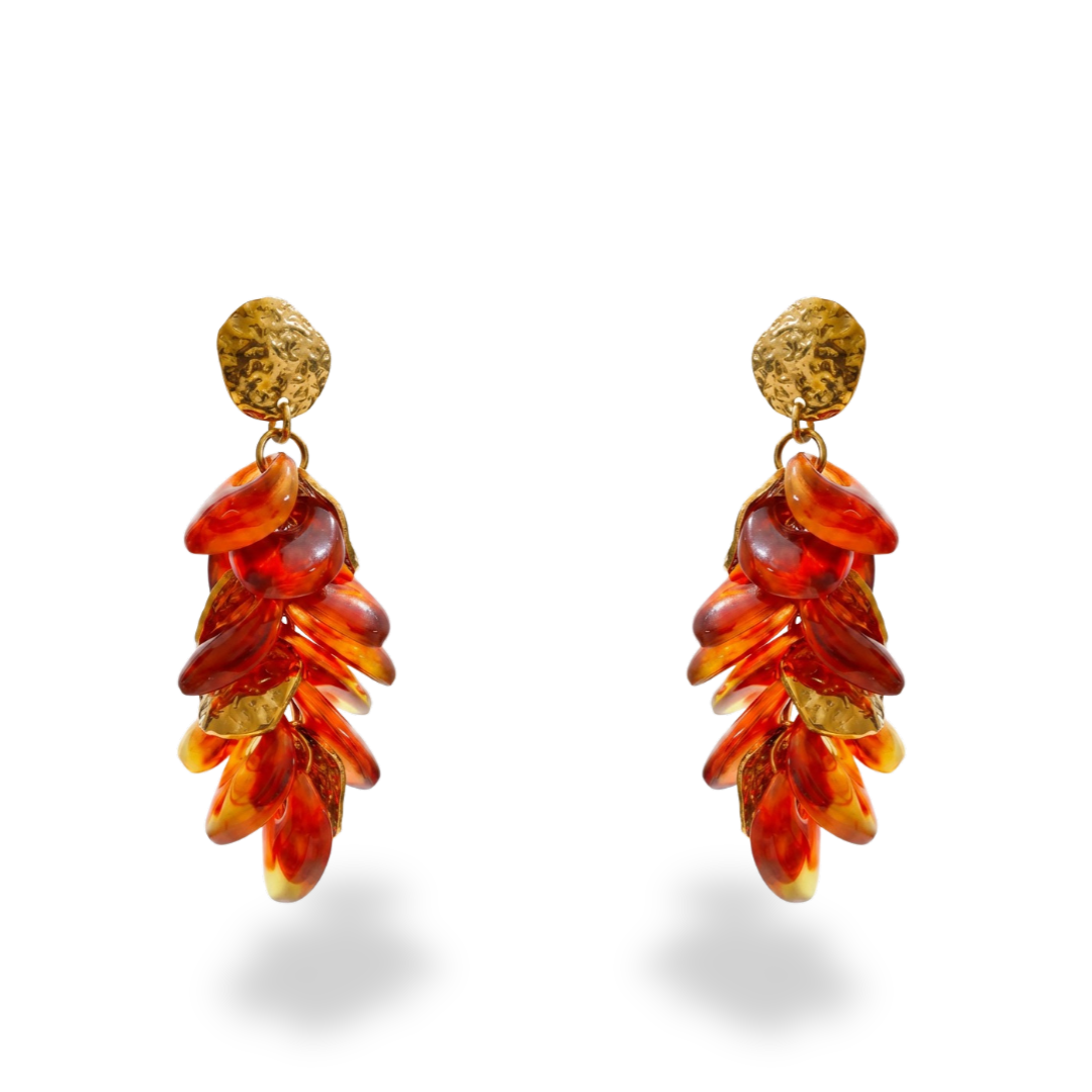 Red Orange Drop Earrings