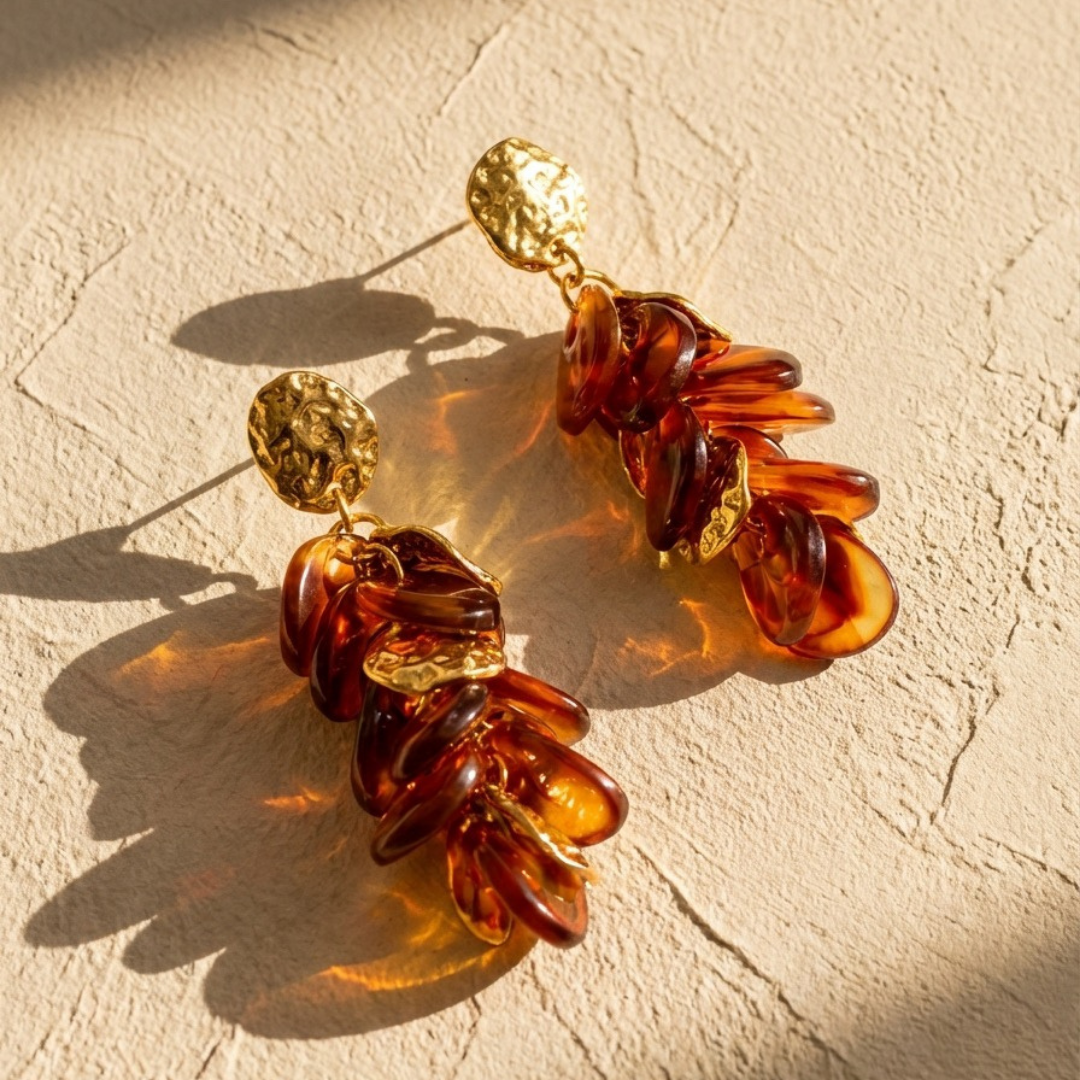 Red Orange Drop Earrings