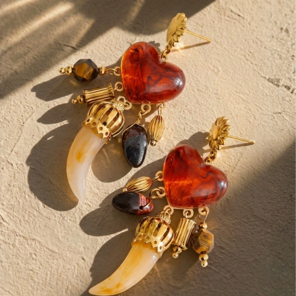 Pendientes Corazón Rojo Barroco