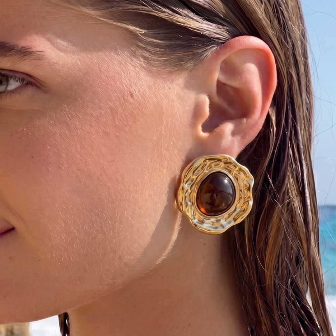 Textured Gold Stud Earrings