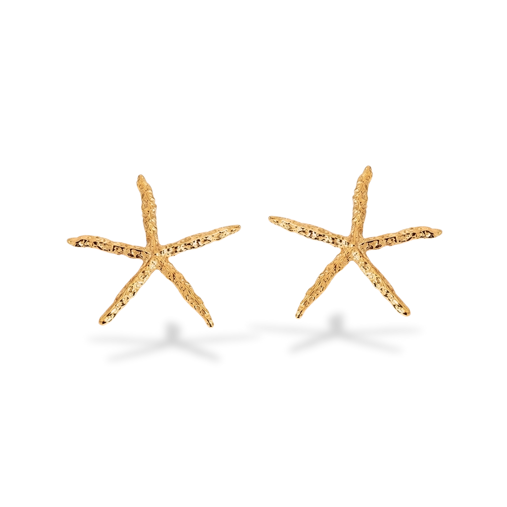 Pendientes Grandes Dorados en Forma de Estrella de Mar