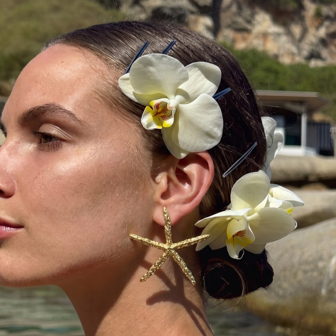 Pendientes Grandes Dorados en Forma de Estrella de Mar