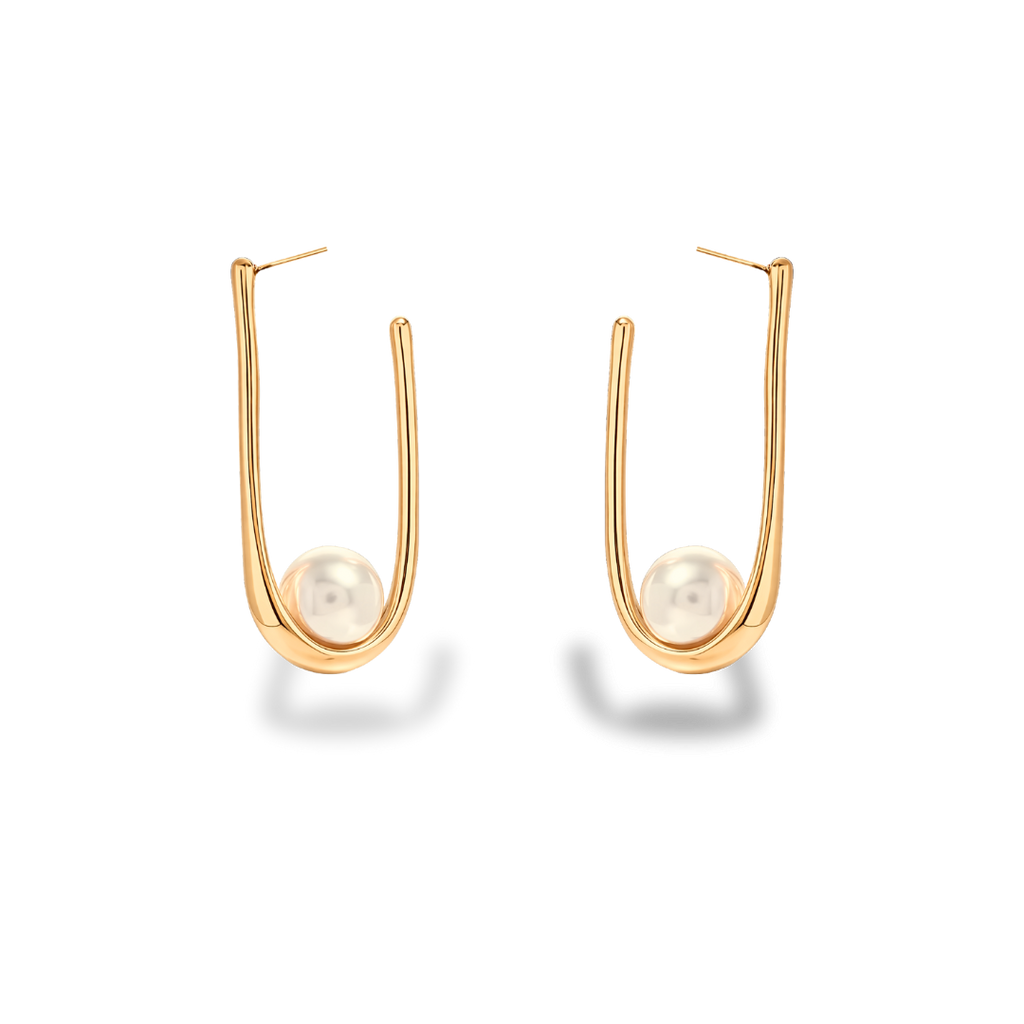 Pendientes en forma de U con perla