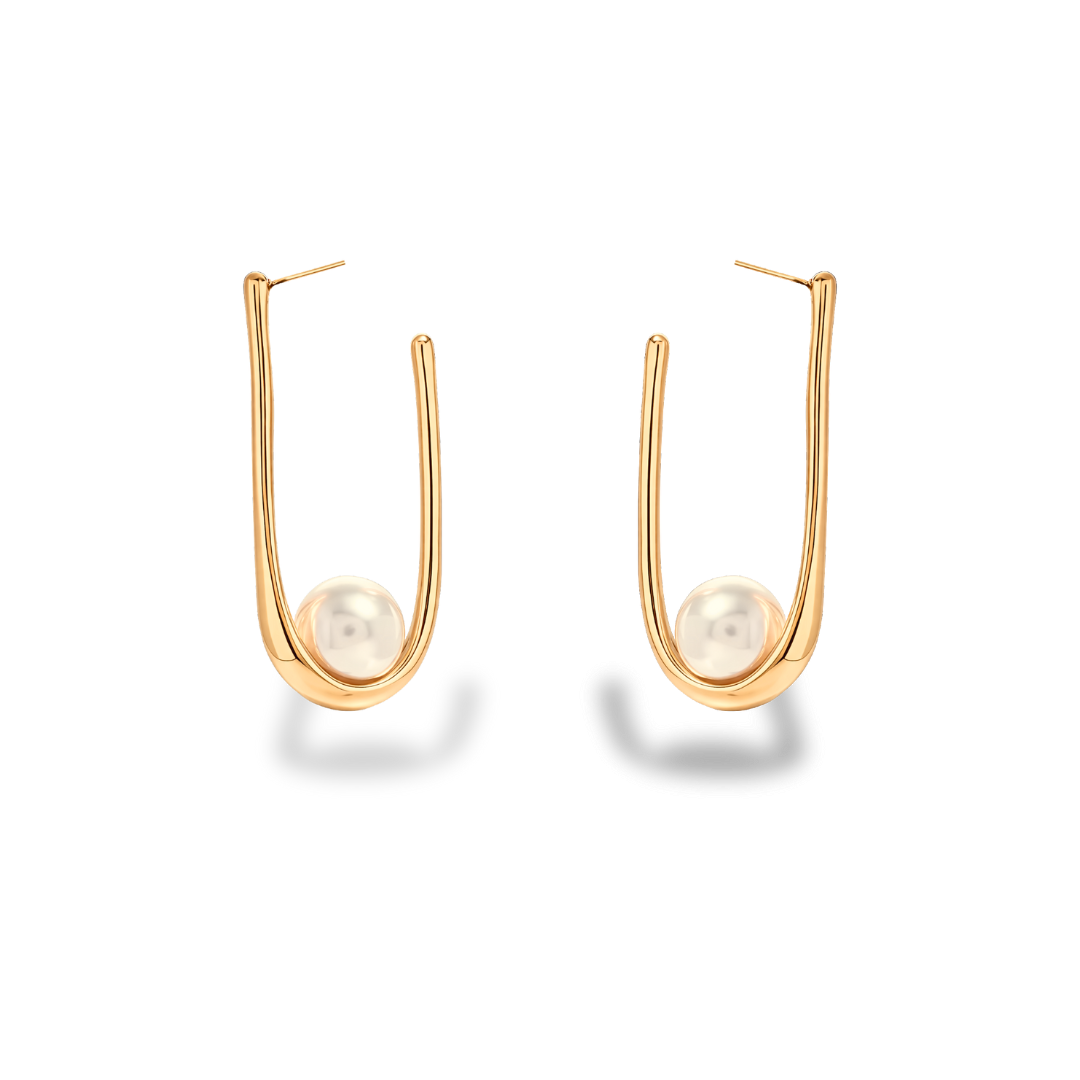 Pendientes en forma de U con perla