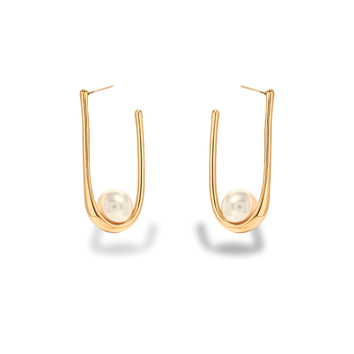 Pendientes en forma de U con perla
