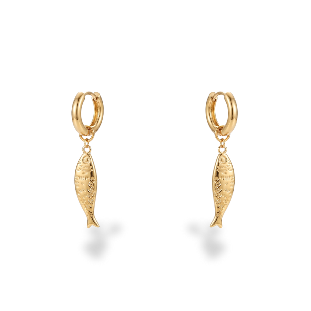 Pendientes de Aro con Pez Dorado