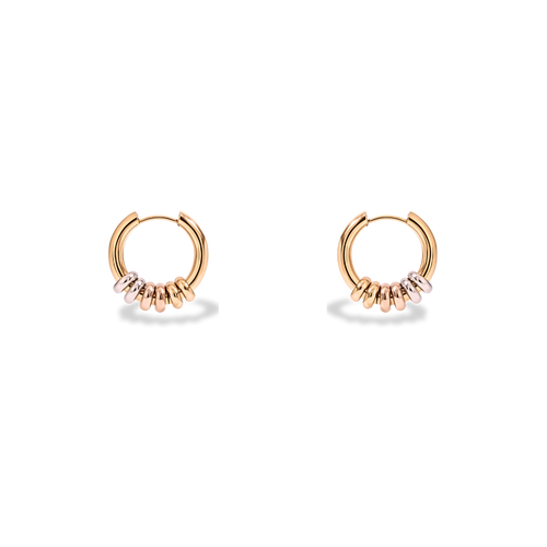 Pendientes de aro dorados con anillas multicolor