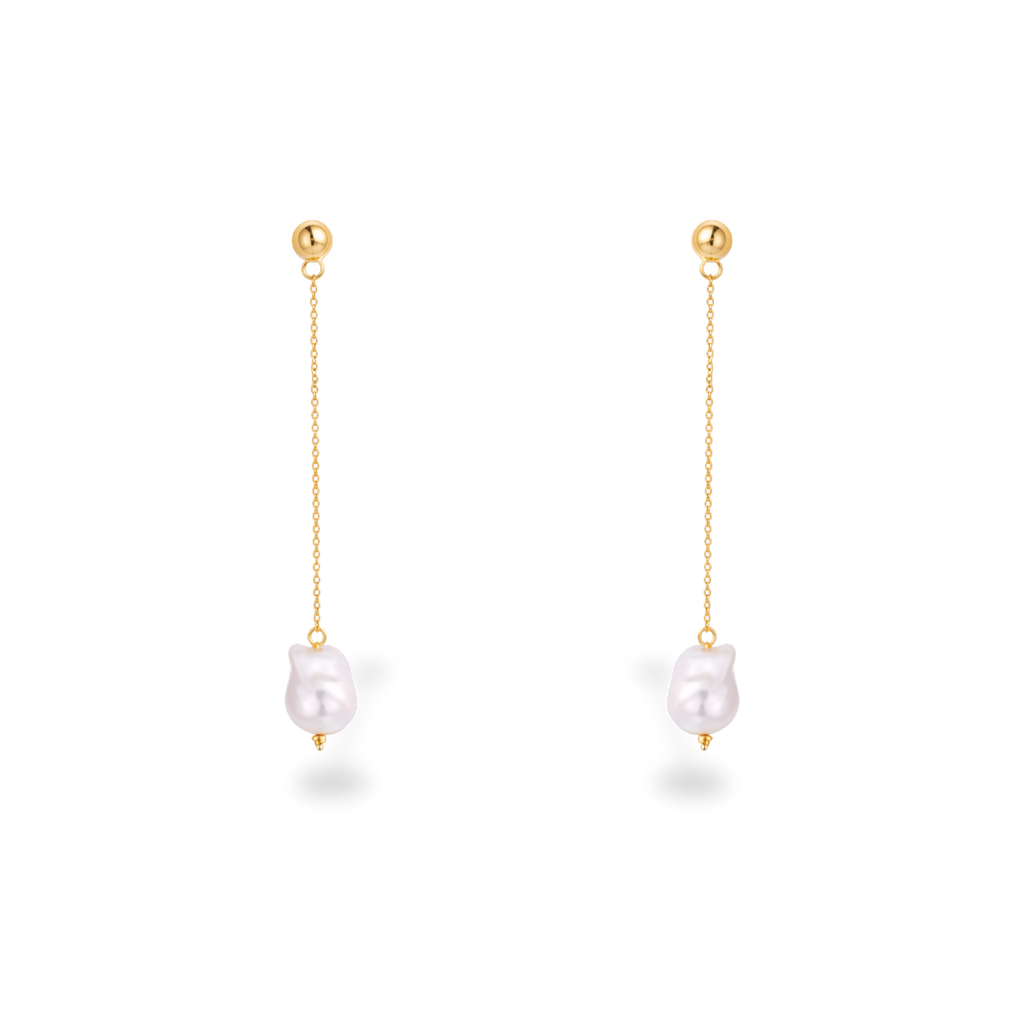 Pendientes de botón dorados con perla