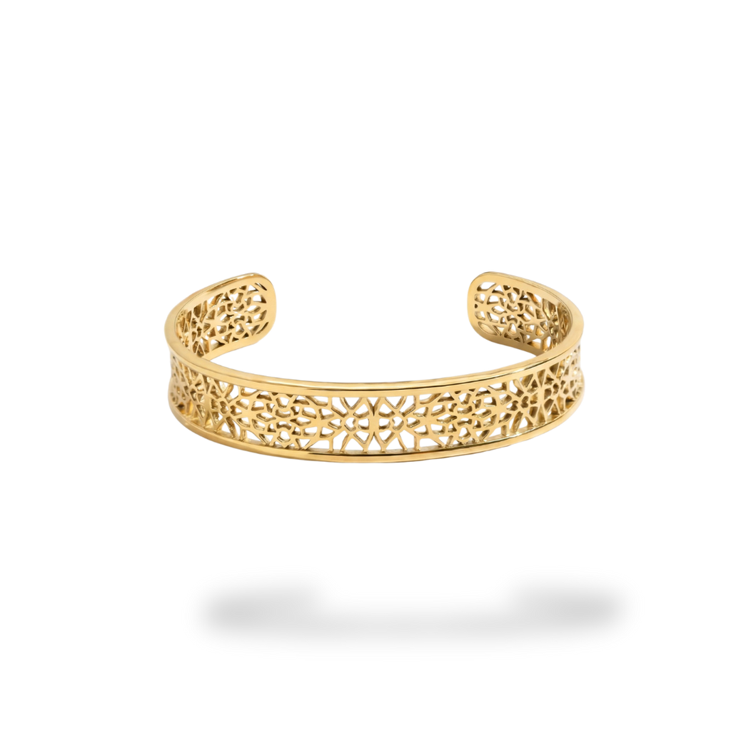 Pulsera Brazalete Dorada con Diseño Calado