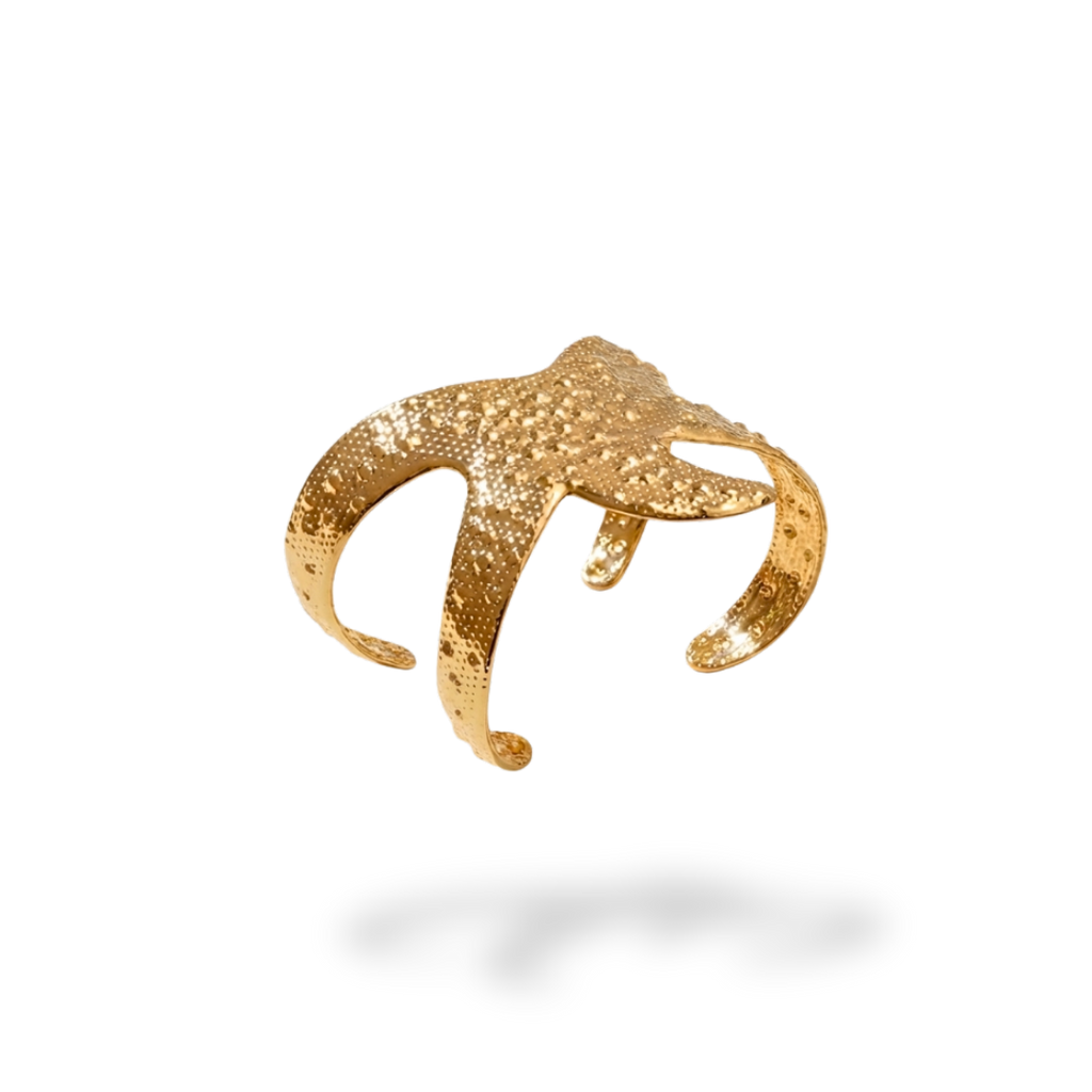 Pulsera dorada abierta texturizada