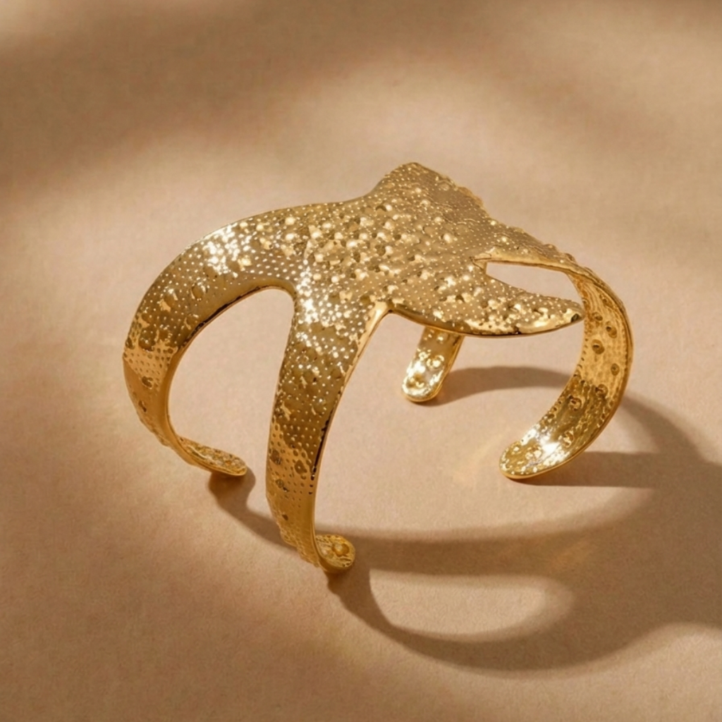 Pulsera dorada abierta texturizada
