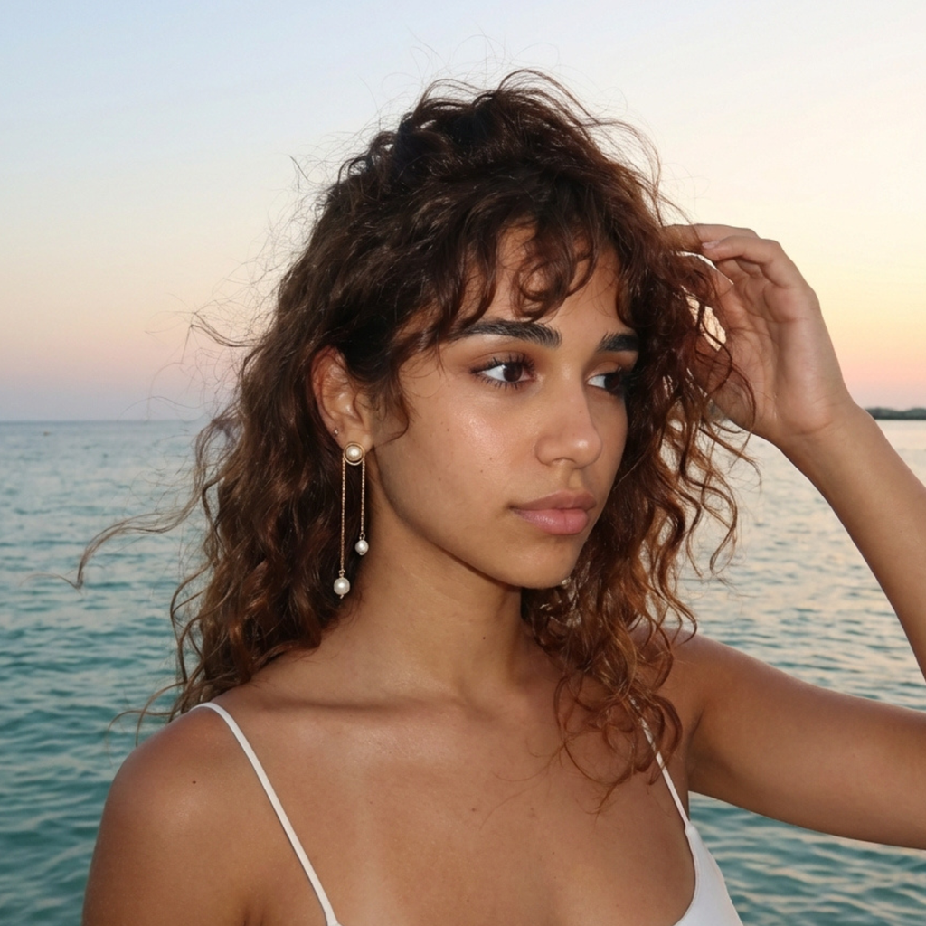 Pendientes de botón dorados con perlas