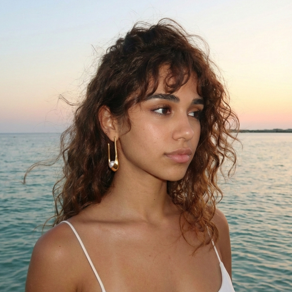 Pendientes en forma de U con perla